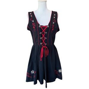 Edelweiss Creek Black Dirndl Dress German Oktoberfest Embroidered Size S 46